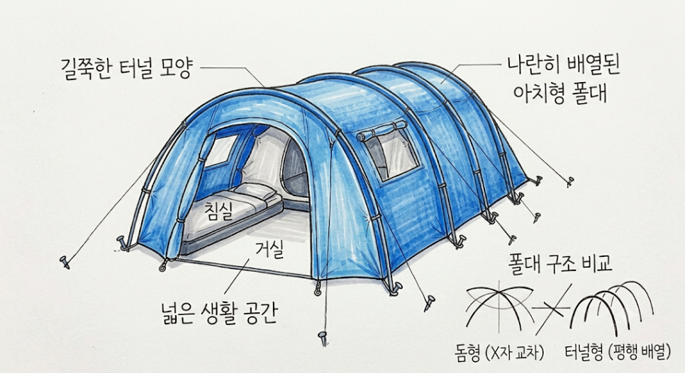 터널형 텐트 자세히 알아보기